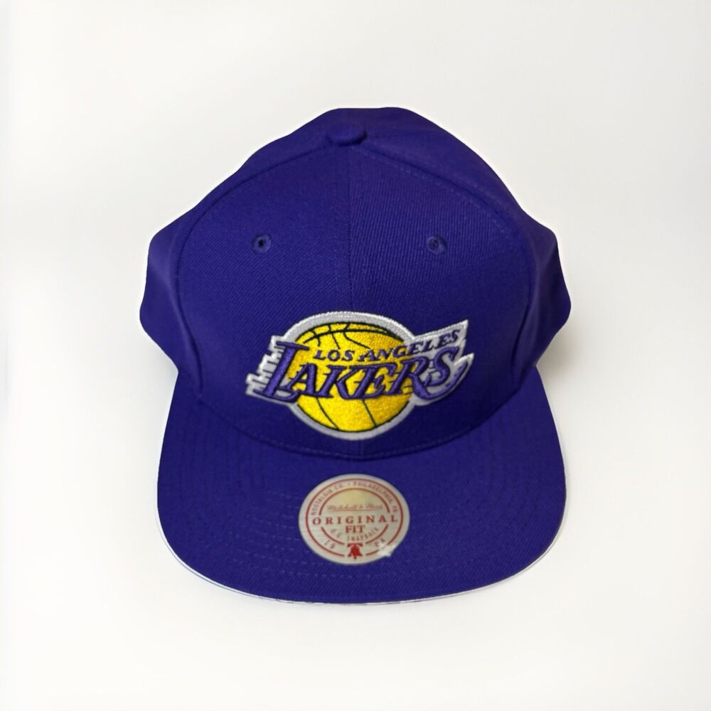 NWT Los Angeles Lakers Mitchell & Ness Original Fit Snapback Hat Purple NBA